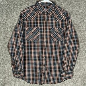 Pendleton Plaid Western Pearl Snap Shirt Mens Medium Button Up Long‎ Sleeve